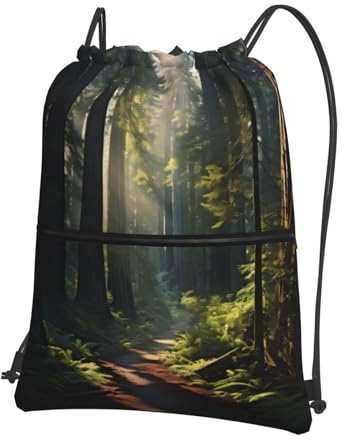 YYHWHJDE California redwood forest Picture Quality Drawstring zipper Backpack Suitable for outdoor leisure 15.3 X 18in (L X H)