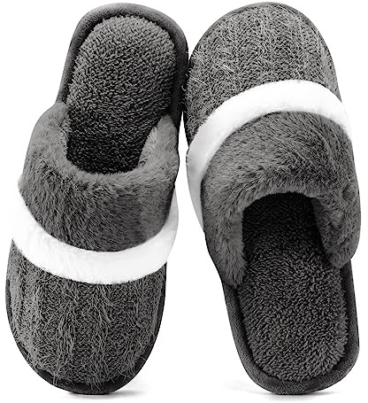 GOEWY Pantuflas para Mujer Invierno - Zapatillas de Casa Abrigadas con Diseño de Color Contraste, Suela Antideslizante de Espuma Viscoelástica - Ideal para Mujeres, Mamá o Novia