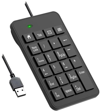 Qerwsdty Pavé numérique filaire, USB 23 touches, pavé numérique, clavier de comptabilité financière, accessoire de bureau pour ordinateur portable, PC, ordinateur