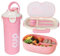 DecorDwell Fiambrera, 850ml Bento Box con Taza Agua 480ml, 3 Compartimentos y Cubiertos, Lunch Box Caja Bento a Prueba de Fugas para Microondas y Lavavajillas, Rosa