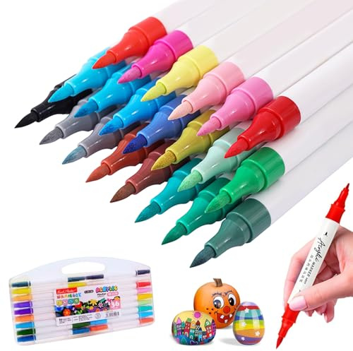 KRISFD 36 Farben Acrylstifte für Steine Wasserfest Acrylfarben Stifte für Holz Glas Stoff Filzstifte Kinder Acrylic Marker Acryl Multimarker Steine Bemalen Stifte für DIY Ostern Basteln