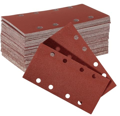 80 x133mm Schleifpapier,120 Stück Schleifpapiere mit Klettverschluss für Bosch Rechteckige Schleifmaschine,40/60/80/100/120/150/180/240/320/400/600/800 Körnung Schleifblatt,je 10 Stück,8 Löcher
