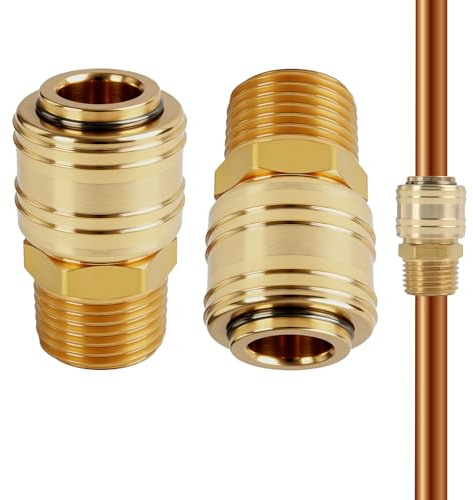 2 Stück Schnellkupplung Druckluft NW 7,2 mit 1/2 Zoll Außengewinde - Robuste und Ergonomische Druckluft-Anschlüsse für Effiziente Verbindung von Pneumatischen Werkzeugen (2pcs)