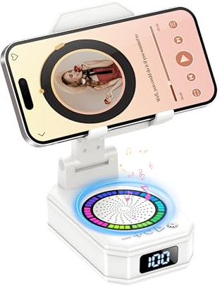 Altavoz Bluetooth Pequeño, Altavoz Portátil Bluetooth con Soporte para Móvil, Base Antideslizante, Sonido Envolvente HD, Recargable, Regalo Original para Hombre Mujer, Compatible con iOS y Android