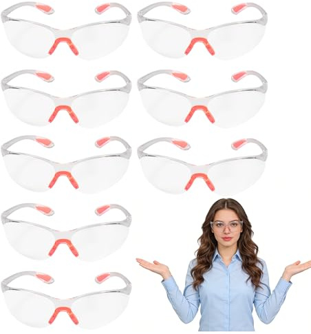 YUZHEDM 8 PièCes Lunettes Protection Lunette de Protection Travail Résistantes Aux Chocs pour DIY Protection Yeux Lunettes Anti-PoussièRe Lunettes SéCurité Transparentes, Chimie Laboratoire