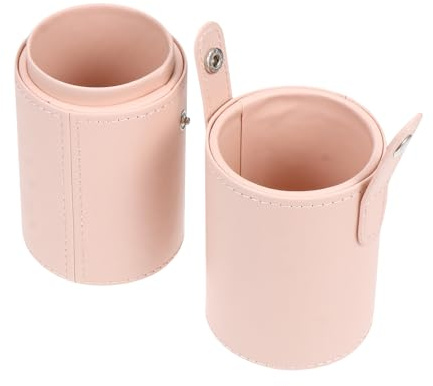 Housoutil Pu Makeup Brush Bucket Storage Box for Home Decorative Bucket Lid Brush Organizer for Vanity Table Makeup Storage for Daily Use