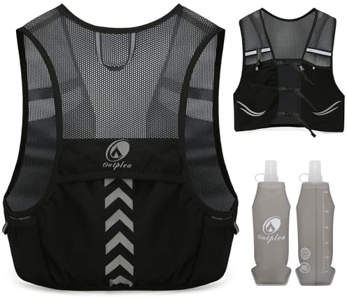 Outplea - Chaleco de hidratación con 2 unidades de 500 ml, botellas de agua dulce, ultraligero, chaleco Trail Running para mujer, hombre, ajustable, bolsa de hidratación para correr, senderismo