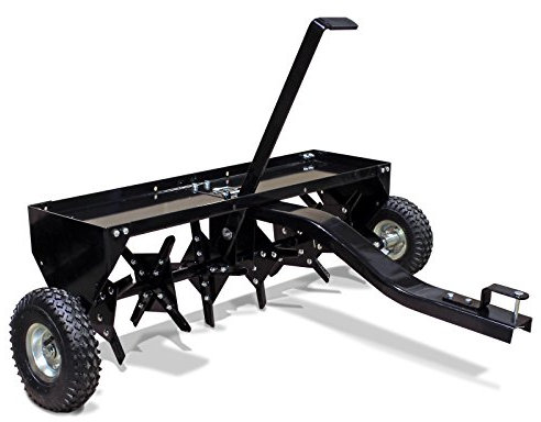 Wiltec Aerifizierer 90 cm für Aufsitzmäher, Rasenlüfter mit 7,6 cm Arbeitstiefe, Rasenbelüfter aus Stahl mit Kupplung für Rasentraktor