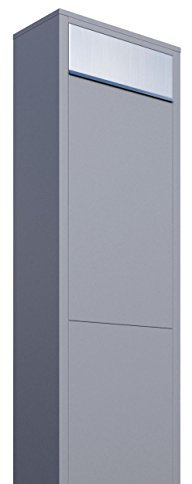 Standbriefkasten, Design Briefkasten Big Box Grau Metallic/Edelstahl - Bravios