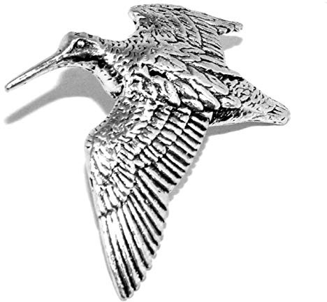 Waldschnepfe Vogel Anstecker Abzeichen/Brosche Englisch Silber Farbe Zinn in Geschenk Tasche