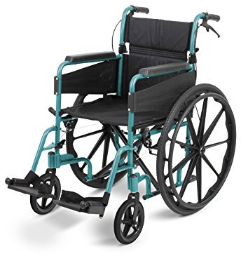 Days Escape Lite Self Propelled Standard Wheelchair, Racing Green, Lightweight and Foldable Frame, Aluminium Wheelchair, Portable Transit Travel Chair, Removable Footrests, Standard, Racing Green