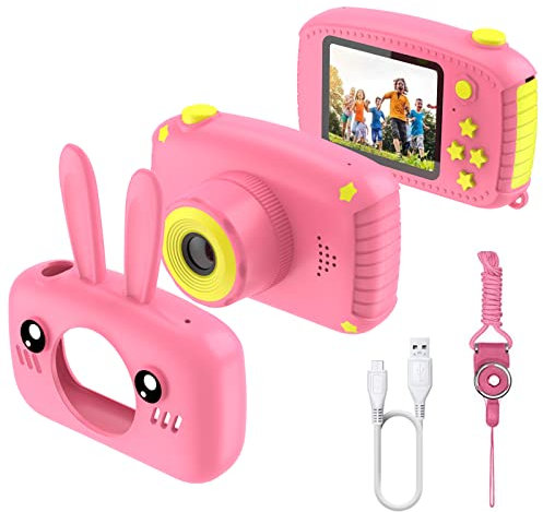 Kids Camera for 3-12 Year Girls, Digital Camera 2 inch for Children with 32GB SD Card Birthday Christmas Toy for 3 4 5 6 7 8 Year Old Creative Gift Pink