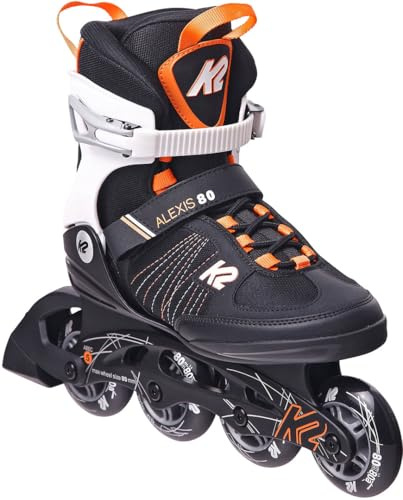 K2 Patines en línea Alexis 80 para mujer con bota blanda K2, negro y naranja, 30E0874 [Exclusiva Amazon]
