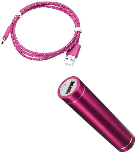 Pack Batterie pour OnePlus 9 Pro Smartphone Type C (Cable Tresse 3m + Batterie Chargeur Externe) Android 2600mAh (Rose)