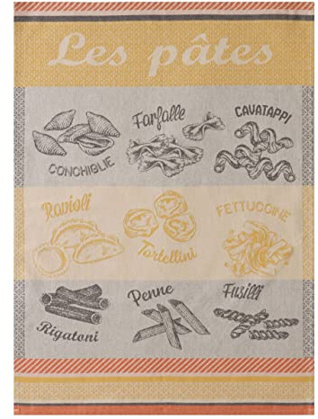 Coucke Bedrucktes Baumwoll-Jacquard-Geschirrtuch, Pasta-Sorten, 50 x 75 cm