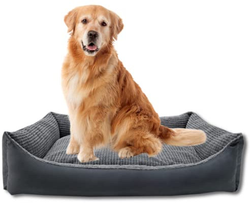 Odolplusz XXL Hundebett für große Hunde – Hundekissen – Hundebett Ergonomisches Hundesofa (Graphit aus Cord, L 100 x B 70 x H 19 cm)