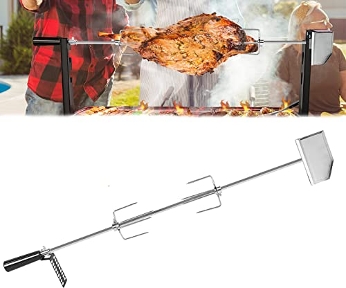 LZQ Juego de brochetas para barbacoa con motor de 107 cm, pincho giratorio de acero inoxidable 304, 220 V - 240 V, incluye 2 brochetas para carne