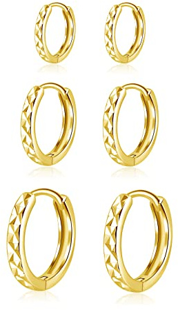 Josfeva 925 Silber Frauen Creolen Ohrringe Set, Creolen Gold Ohrringe