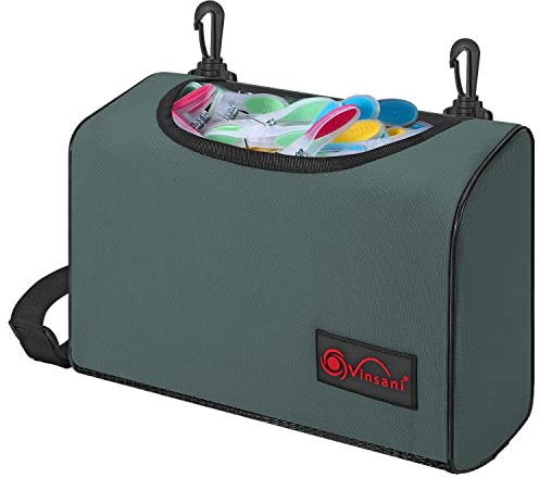 Vinsani Borsa per mollette da bucato, impermeabile, con doppia clip, cinghia da spalla/vita, può contenere fino a 300 mollette, adatta per uso interno ed esterno, Grigio Senza Zip, 12 x 27.5 x 20 cm,