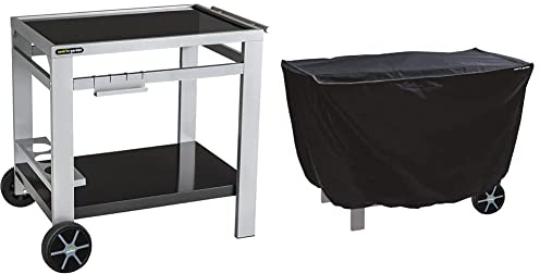 Cook'in Garden - Desserte de jardin Media M pour barbecue/plancha/plan de travail - L 93,5 × l 67 × H 80,5 cm & Housse de Protection pour Plancha à Poser/Desserte - L 125 cm x P 60 cm x H 80 cm