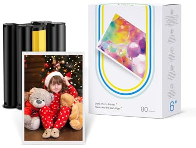 Liene - Packung mit 80 Blätter Fotopapier & 2 Farbband, 4x 6 Fotopapier Fotodrucker, 100 x 148 mm Fotopapier für Thermosublimationsdruck, Wasser/Oxidationsschutz, für Album/Rahmung/Collage
