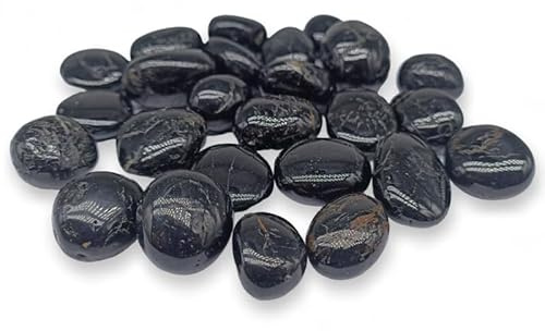 TENET - 3 PEZZI pietra naturale burattata levigata per cristalloterapia, reiki e meditazione - 18-25 mm (TORMALINA NERA)