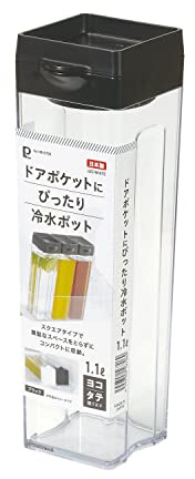 Pearl Metal HB-6706 Kaltwasserkanne Krug 1,1 l Vertikaler und horizontaler Tee Gerstentee Made in Japan Schwarz Perfekt für Türtasche