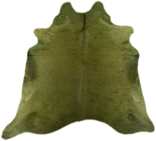 Kuhfelle Online & Nomad Premium Kuhfell Stierfell Grün Gefärbt 200 x 240 cm Echtfell Teppich XXL für Wohnzimmer Büro