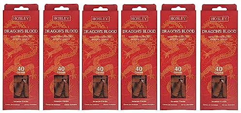 Hosley 240-Pack Dragon’s Blood Incense Cones, Essential Oil Infused, Ideal for Meditation, Aromatherapy, Spa, Home, Bath, Weddings, Gifts