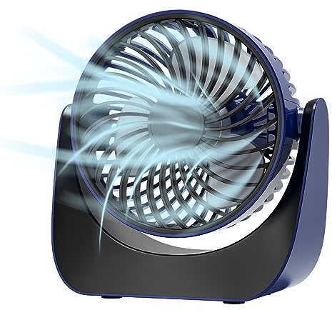 JasperKino Desk Fan, Strong Wind USB Fan 3 Speeds Small Fan Silent Powerful Table Fan 360°Rotation Mini Fan for Desktop Bedroom Home Office Outdoor Travel (Black)