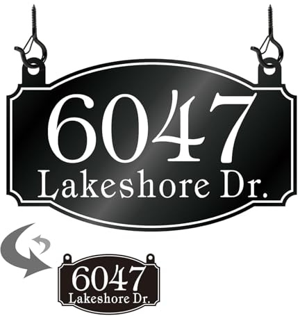 Mailbox Number Sign Plaque Hanging - Reflective Mailbox Numbers for Outside - Double Sided Mailbox Address Sign for Outside House,Mailbox,Mailbox Post,Pillar - Metal Hardware Included 12'' x