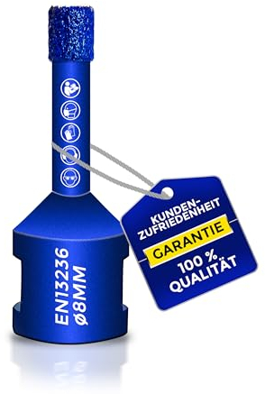 BERGMANN ® ∅ 8mm x M14 | Profi Fliesenbohrer Diamantbohrer Granitbohrer | Winkelschleifer Feinsteinzeug Fliesen Keramik Granit Flex