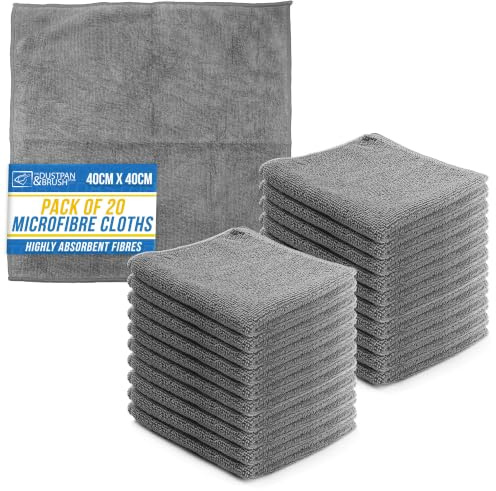 Microfiber Cleaning Cloth, Large Size 40x40cm, Super Absorbent Lint Free Microfibre Cloths Cleaning for Home, Kitchen, Surface, Mirrors, Bathrooms, Motorbike, Car (Grey, 20)