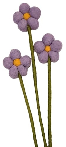 Your Castle Filzblumen fiori decorativi fatti a mano per creazioni personalizzate, regalo sostenibile, commercio equo, fiori artificiali realistici, 3 pezzi con fiori in lilla chiaro