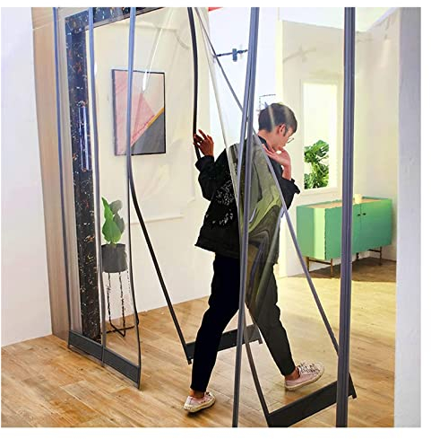 IBOWZ PVC Lamellen Streifenvorhang Magnetischer PVC-isolierter Türvorhang, transparenter, wasserdichter Türvorhangstreifen, robuste, schalldichte Türabdeckung für Terrassen, Pavillons, 48 Größen