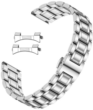 Kai Tian Metall Uhrenarmband Herren 18mm 20mm 22mm 24mm Edelstahl Uhrenarmbänder Ersatz mit Geradem & Gebogenem Ende Zweifarbig (20mm, Silber)