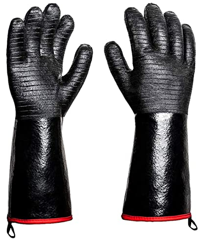 Grillhandschuhe, Lange Hitze- Und Feuerfeste Handschuhe, öL- Und WasserbestäNdig, Zum Grillen (Medium 17,7 Zoll), Rotisserie-Handschuhe, Feuerhandschuhe FüR Feuerstelle, Grillhandschuhe, HitzebestäNdi