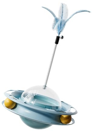 Jouet interactif en forme de moulin à vent pour chat – Jouet distributeur de nourriture amusant pour chaton en plumes pour intérieur et extérieur