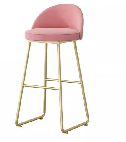 WLCNYL Barhocker in Thekenhöhe, Barhocker aus Samt, Kücheninselstühle mit Rückenlehne und Metallbeinen, für Bar, Home-Café, Bistro (Farbe: Rosa, Größe: 29,5 Zoll/75 cm)