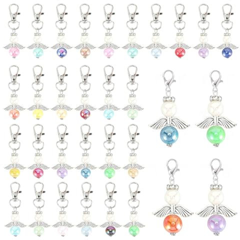 50 Stück Schutzengel Anhänger,Schutzengel Schlüsselanhänger für Schlüsselanhänger Basteln Kinder,Bastelsachen,Charms Anhänger Set,Engel Basteln Perlen Set,PerlenSetAnhänger,Pendant,Glückspüppchen