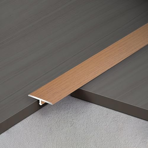 Raouoae 90 cm X 2 Türleisten Übergangsprofil T-Profil Holzmaserung Aus Aluminiumlegierung Bodenleiste Übergangsleiste Für Holz/Laminat/Vinyl-Boden(Teakholzfarbe,Breite: 2.5 cm)