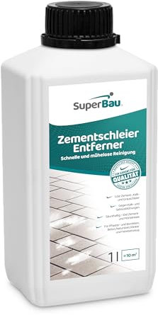 SuperBau Zementschleierentferner 1 L, für Fliesen, Klinker, Naturstein, Beton, Marmor, Feinsteinzeug, Zementschleier Entferner gegen Zementreste & Verschutzungen