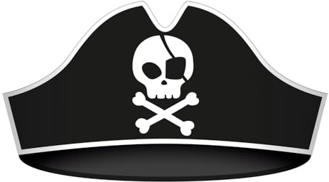 Folat 27479 Décoration pirate anniversaire enfant - Chapeaux de Pirate - Pirate Party - 33,5 x 15 cm - 6 pièces - Accessoires de chapeau de pirate pour les filles et les garçons de la fête des pirates