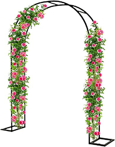 Arco de jardín con Estructura de Acero, Resistente a la Intemperie, para Plantas trepadoras, pérgola Independiente de 2, 4, 8, 2,4, 3 y 5 m de Ancho, Color Negro, 180 x 220 cm.