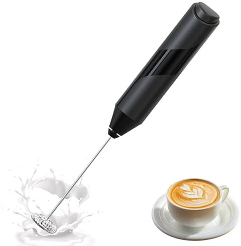 Jecdfs 1pcs montalatte elettrico cappuccino,Potente Montalatte per Caffè portatile,monta latte elettrico per cappuccini,milk frother per Cucina o Viaggio, per Caffè, Latte, Cappuccino, Matcha (Nero)