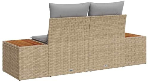 vidaXL Trädgårdsoffa Beige 184 x 62 x 85cm konstrotting, Modulsoffgrupp för utomhusbruk, hållbar rektangulär, lätt och väderbeständig för trädgård, terass, och uteplats