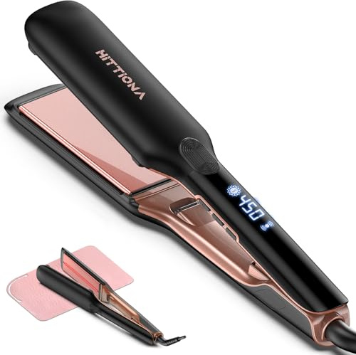 HITTIONA Glätteisen Haarglätter Ceramic - 1.75” Professionelles Ionen Glätteisen für LCD-Temperaturregelung (150-230°C), Dual-Spannung, Weniger Frizz & Statische Aufladung für Alle Haartypen, Reisen