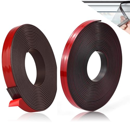 Garegce 2 Pack 3M Magnetic Tape Self Adhesive - 12mm Width - Cuttable Magnetic Strips Self Adhesive with Strong Mutual Attraction for Whiteboards, Fridge, DIY, Crafts and Office Organisation