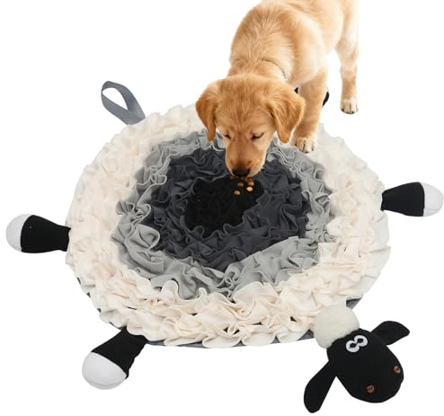 DULZILUZID Snuffle Mat for Dogs - Interactive Feeding & Smell Training Toy, Puzzle Slow Feeder for Large, Medium & Small Dogs, Keeps Them Busy, Fun Treat Dispenser & Enrichment Toy (White)