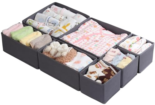 ORLISA Schubladen-Organizer, kompatibel mit Malm Kommode, faltbare Aufbewahrungsboxen für Kleidung, geeignet für Schrank und Wickeltisch, Grau, 7 Stück